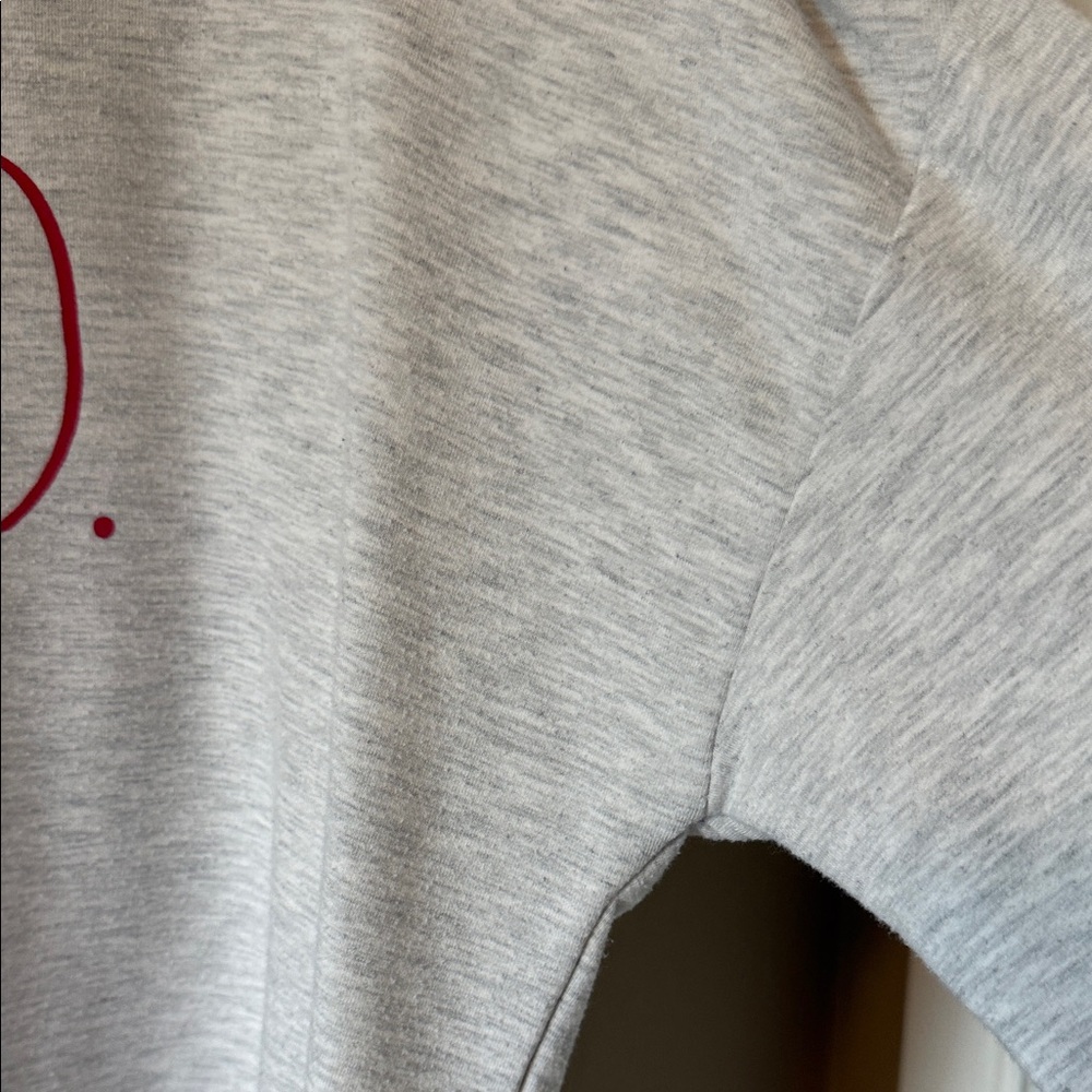 Rae Dunn Blessed Hoodie Sweatshirt Heather Gray Red Script Drawstring Small - Picture 7 of 10